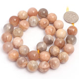Pink Sunstone Round Bead Strand 15 inch DIY Bracelet Necklace