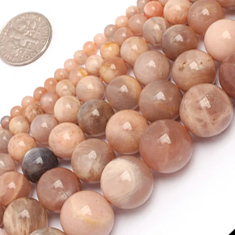 Pink Sunstone Round Bead Strand 15 inch DIY Bracelet Necklace