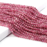 Natural Pink Tourmaline Beads Faceted Round Beads 2-3mm