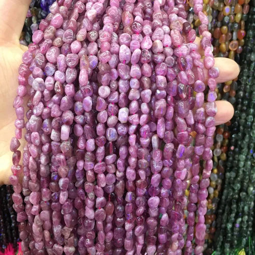 Pink Tourmaline Stone Beads Irregular Isolation Beads Jewelry Making 6x8-8x10mm