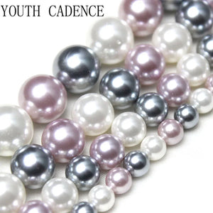 Pink Grey Shell Pearl Spacer Beads 6/8/10/12mm