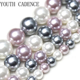 Pink Grey Shell Pearl Spacer Beads 6/8/10/12mm