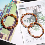 Pink Wooden Petrified Stone Beads for Bracelet Making