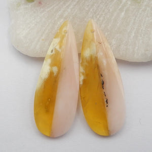 Pink Opal Labradorite Intarsia Teardrop Earrings