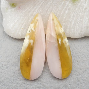Pink Opal Labradorite Intarsia Teardrop Earrings