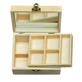 Natural Wood Jewelry Box with Mirror Tray