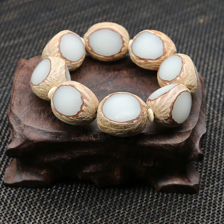 Natural Plant Bracelet Men Matte Lave Wooden Beads Charm Strand Bracelets