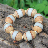 Natural Plant Bracelet Men Matte Lave Wooden Beads Charm Strand Bracelets