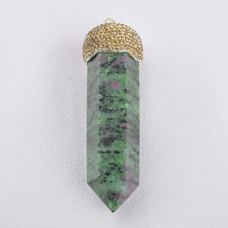 Green Epidote Quartz Pendant Necklace Jewelry DIY
