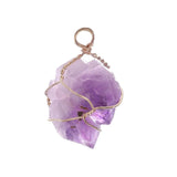 Natural Purple Stone Pendant Pendulum Wire Wrap Crystal Healing