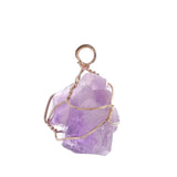 Natural Purple Stone Pendant Pendulum Wire Wrap Crystal Healing