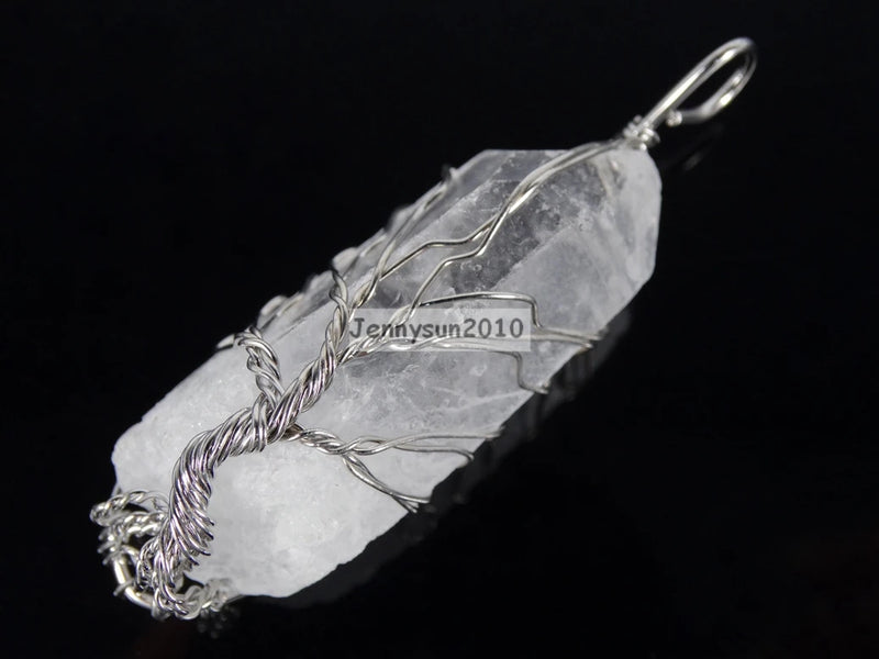 Natural Crystal Quartz Reiki Chakra Tree of Life Wire Wraped 5Pcs