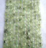 Natural Prehnite Faceted Flat Coin Round Beads Jewelry Making