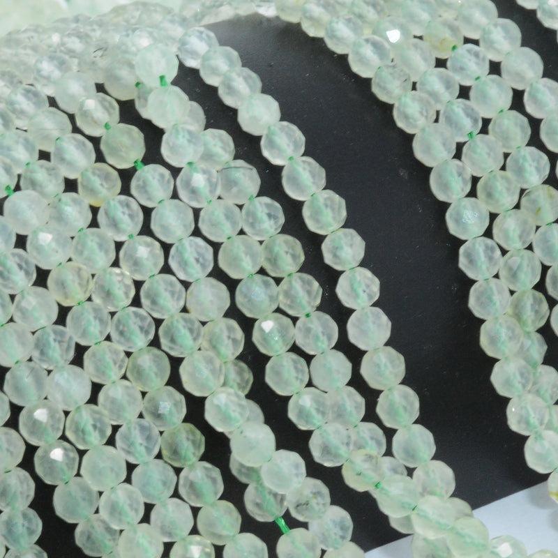 Natural Prehnite Faceted Round Beads 4.2mm