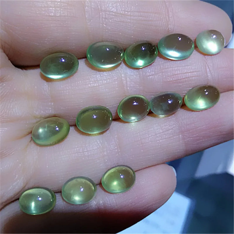 Natural Prehnite Smooth Oval Drop Gemstone Valet Inlay