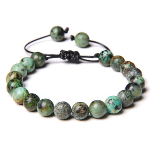 Green Prehnite Stone Bracelet Agat Stone Braided Reiki Jewelry