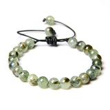 Green Prehnite Stone Bracelet Agat Stone Braided Reiki Jewelry