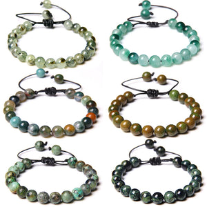 Green Prehnite Stone Bracelet Agat Stone Braided Reiki Jewelry