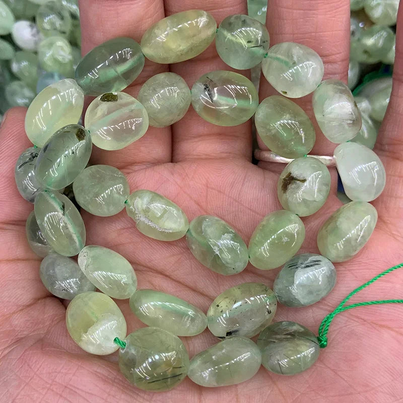 Green Prehnites Stone Beads 15'' DIY Loose Beads for Jewelry Making
