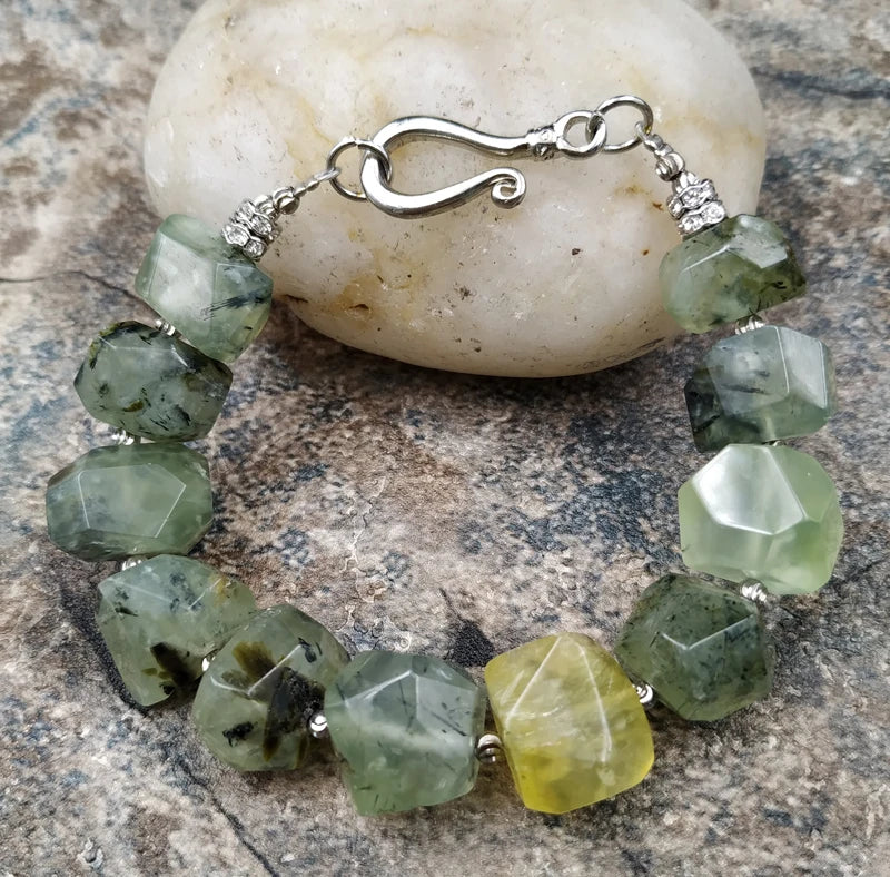Natural Prehnites Stone Beads Bracelet