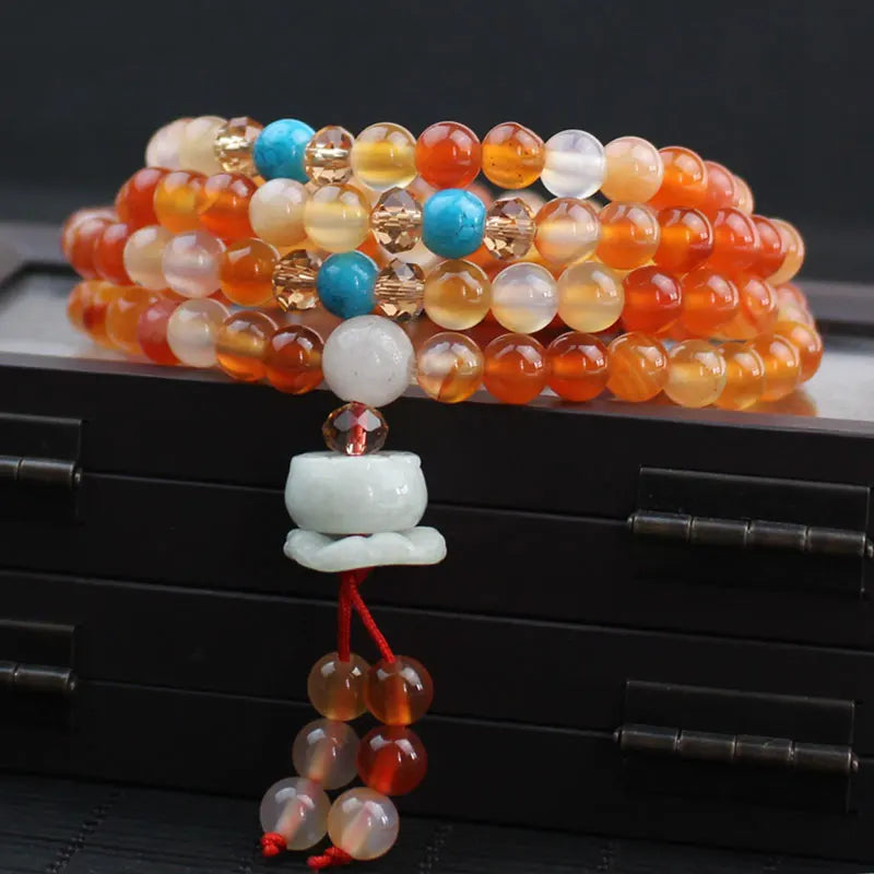 Natural Agate Bracelet 108 Beads Women
