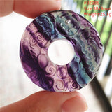 Purple Fluorite Quartz Round Pendant Necklace