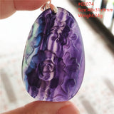 Purple Fluorite Quartz Round Pendant Necklace