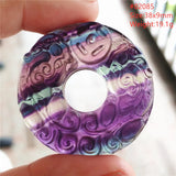 Purple Fluorite Quartz Round Pendant Necklace