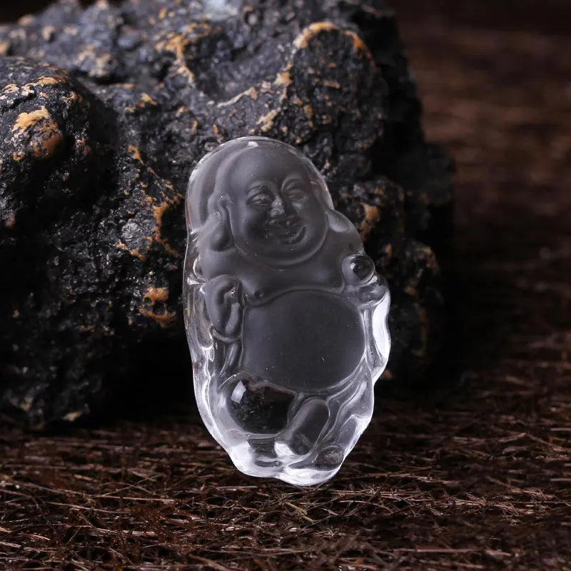 Pure Quartz Crystal Buddha Necklace Amulet Lucky Knot