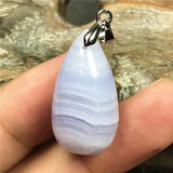 Purple Agate Crystal Pendant Healing Luck Stone Silver 26x14x9mm