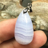 Purple Agate Crystal Pendant Healing Luck Stone Silver 26x14x9mm
