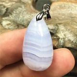 Purple Agate Crystal Pendant Healing Luck Stone Silver 26x14x9mm