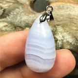 Purple Agate Crystal Pendant Healing Luck Stone Silver 26x14x9mm