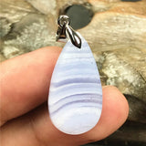 Purple Agate Crystal Pendant Healing Luck Stone Silver 26x14x9mm
