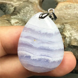 Purple Agate Crystal Pendant Healing Stone 31x23x6mm