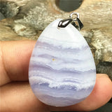 Purple Agate Crystal Pendant Healing Stone 31x23x6mm