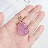 Natural Purple Agate Fox Pendant Necklace Hand-carved Lucky Amulet