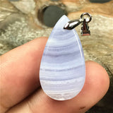 Purple Agate Pendant Luck Healing Crystal Gift Stone Silver 25x13x9mm