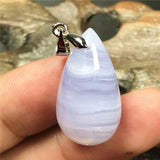 Purple Agate Pendant Luck Healing Crystal Gift Stone Silver 25x13x9mm