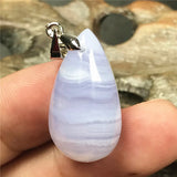 Purple Agate Pendant Luck Healing Crystal Gift Stone Silver 25x13x9mm