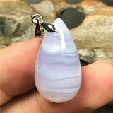 Purple Agate Pendant Luck Healing Crystal Gift Stone Silver 25x13x9mm