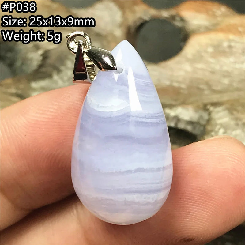 Purple Agate Pendant Luck Healing Crystal Gift Stone Silver 25x13x9mm