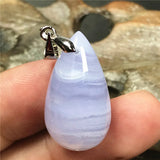 Purple Agate Pendant Luck Healing Crystal Gift Stone Silver 25x13x9mm