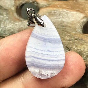 Natural Purple Agate Pendant Luck Healing Crystal Gift Stone Silver 25x15x8mm