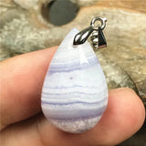 Natural Purple Agate Pendant Luck Healing Crystal Gift Stone Silver 25x15x8mm