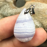 Natural Purple Agate Pendant Luck Healing Crystal Gift Stone Silver 25x15x8mm