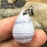 Natural Purple Agate Pendant Luck Healing Crystal Gift Stone Silver 25x15x8mm