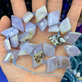 Natural Purple Agate Stone Beads 15'' Rhombus Square DIY Loose Beads
