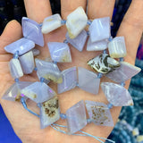 Natural Purple Agate Stone Beads 15'' Rhombus Square DIY Loose Beads