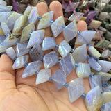 Natural Purple Agate Stone Beads 15'' Rhombus Square DIY Loose Beads